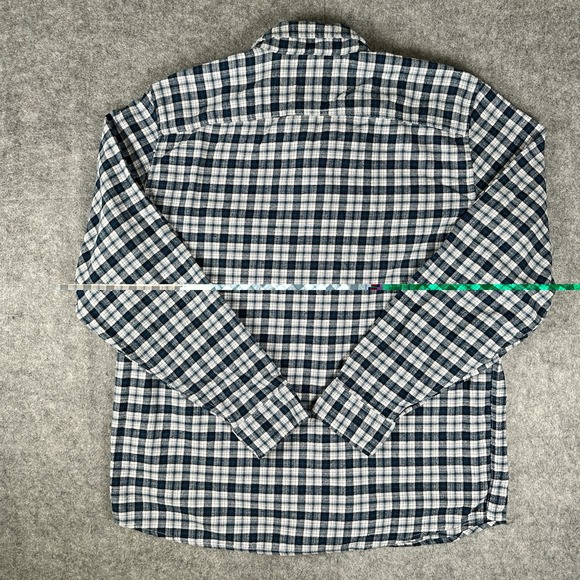 Gap Flannel Untucked Fit Shirt Mens XL Blue Plaid Long Sleeve Button Up - Picture 2 of 10